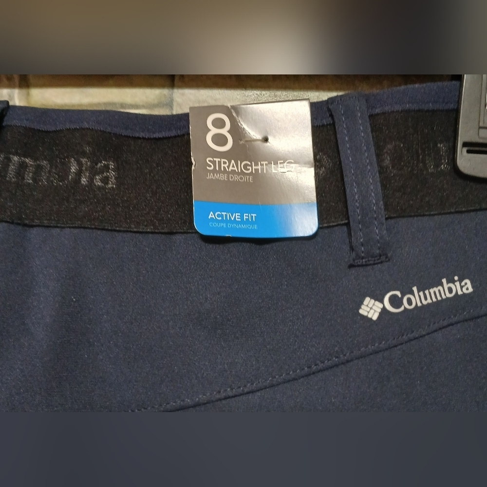 Women's Columbia Size 8 Mt. Powder Pant Water Repelling Blue Zip Pockets Lined - Picture 3 of 9